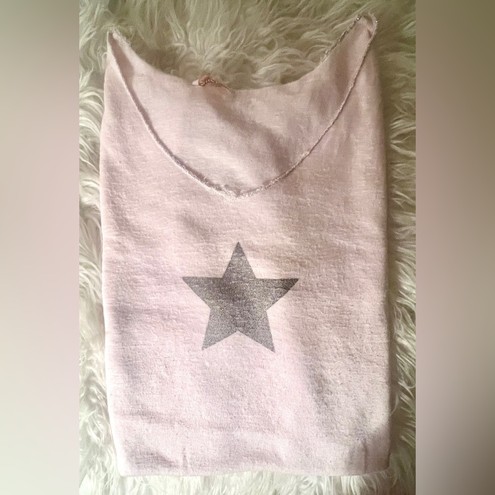 SUZY D Baby Pink Silver Star T-Shirt! Sz S! Super Sweet!